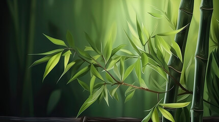 Nature's Green Symphony: Vibrant Bamboo Shoots Flourishing in Lush Green Surroundings Using Generative Ai