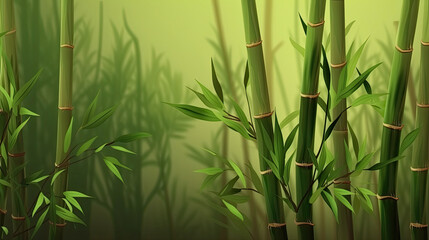 Fototapeta na wymiar Serenity of Green: Sprouting Bamboo Shoots Embrace the Beauty of Nature Using Generative Ai