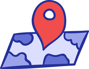 Pin map hand drawn filled outline style