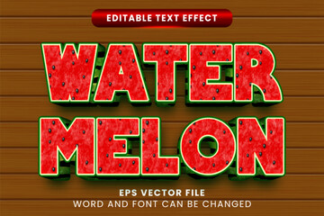 Watermelon summer fruit editable vector text effect
