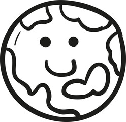 Smiling world hand drawn outline style