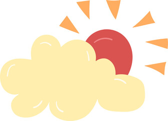 Sun behind rain cloud hand drawn flat style