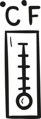 Thermometer temp hand drawn outline style