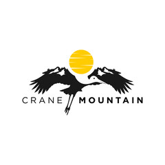 egret bird mountain logo vector illustration logo