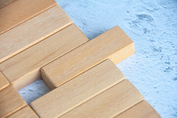 Top view of blank wooden blocks with customizable space for text.