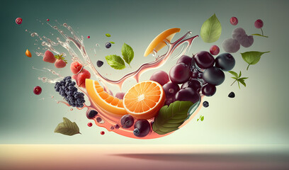 Obraz na płótnie Canvas Nature's Nectar: Dreamy Swirls of Fruits and Berries