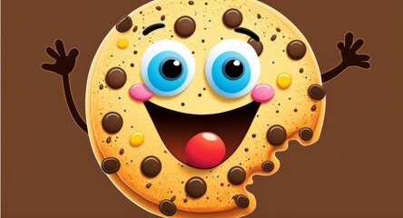 adorable happy cookie to use as a logo, Generative ai