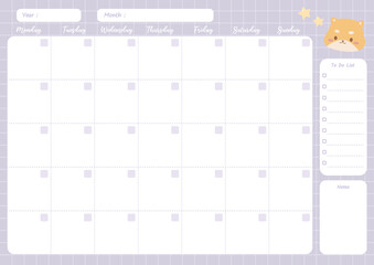 monthly planner pastel colour
