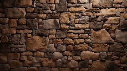 Fototapeta premium Nature's Tapestry: Detailed View of a Brown Stone Wall