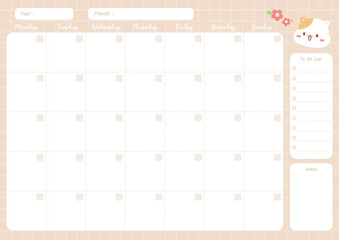monthly planner pastel colour