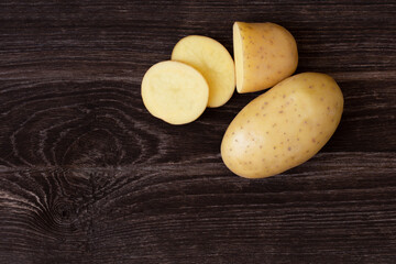 potatoes on a wooden table