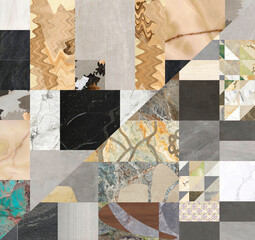 Background mosaic patchwork pattern for digital use, mixed of natural stones and digital images.