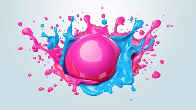 Abstract illustration of splash burst off bubblegum. 