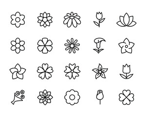 floral wreath Flower icon set collection nature, bouquets, flowers, bloom icons vector symbol logo illustration line editable stroke outline
