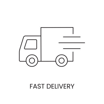Vector line icon depicting fast delivery.