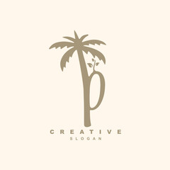 Luxury letter P palm tree logo design for your brand or business