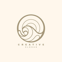 Premium luxury golden sea wave logo design