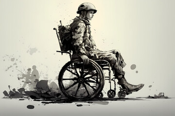 Obraz premium Disabled warrior physical trauma depressed sad
