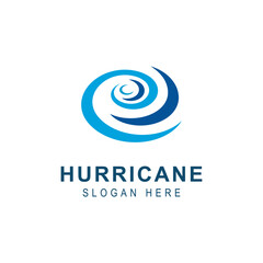 Minimalistic hurricane logo template isolated white background, modern logotype concept for business identity. Vector illustration