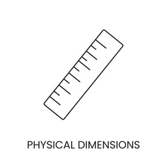 Vector line icon representing dimensions or size, ruler