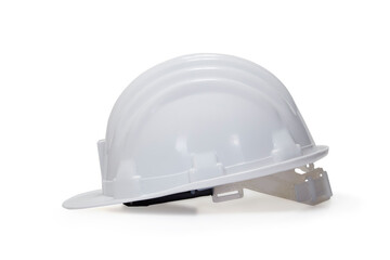A new white safety helmet on white background