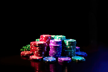 Poker chip background created with Generative AI technology