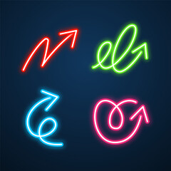 arrow sign neon effect vector