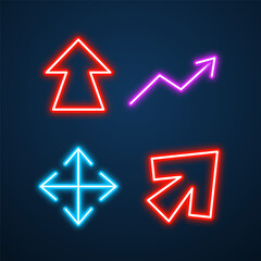 arrow sign neon effect vector