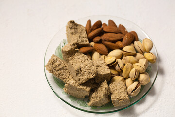 halva and nuts on a plate