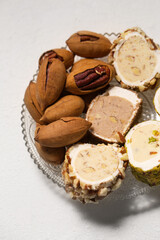 Delicious Turkish delight with pistachios and pecan nuts