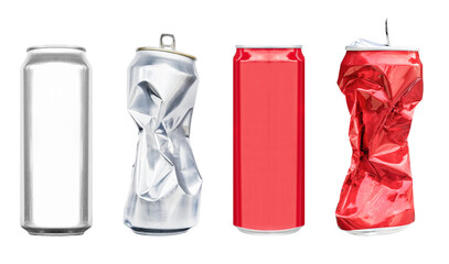 Aluminum can before and after compressed