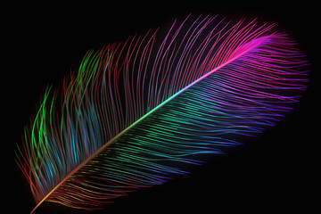 Colorful Palm Leaf Create With Mandala Neon Lights, Generative Ai