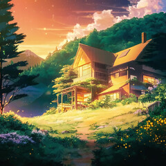 Illustration view with anime style