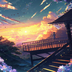 Illustration view with anime style