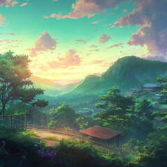 Illustration view with anime style