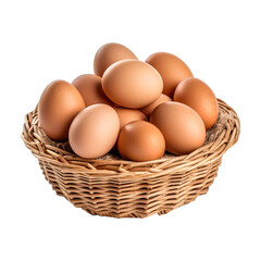 Eggs in basket isolated on transparent background. Created with Generative AI Technology