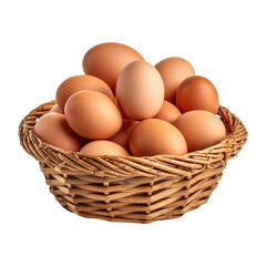 Eggs in basket isolated on transparent background. Created with Generative AI Technology