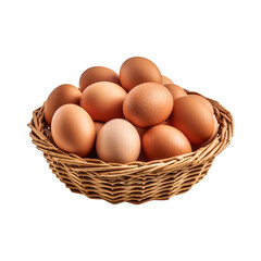 Eggs in basket isolated on transparent background. Created with Generative AI Technology