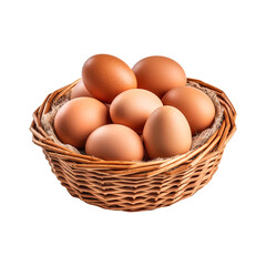 Eggs in basket isolated on transparent background. Created with Generative AI Technology