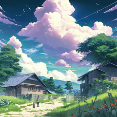 Illustration view with anime style