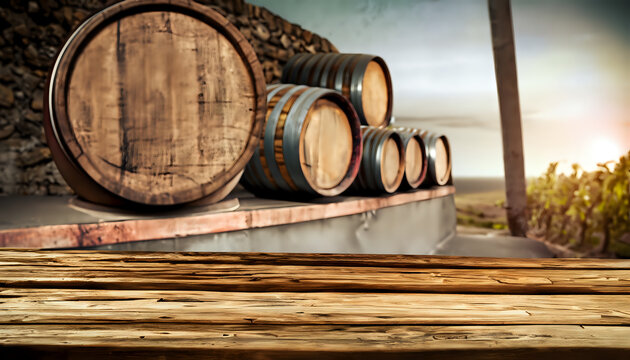 barrels of wine, retro old barrels, Desk of free space background, wallpaper2.png