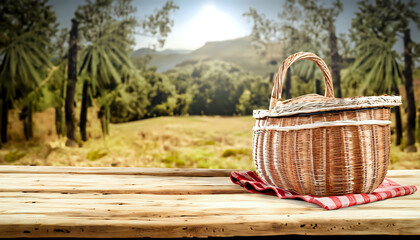 basket with wine, Wallpaper, Picnic background of free space for your decoration, background