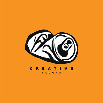 Hand drawn broken can vector illustration isolated on yellow background