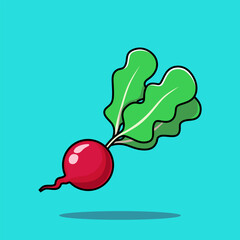 Flat Cartoon Style Turnip Vegetable Vector Icon Illustration. Food Nature Icon Concept Isolated Premium Vector