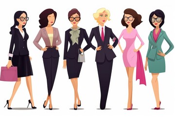 Fototapeta na wymiar Business women illustration, flat style design. Generative Ai