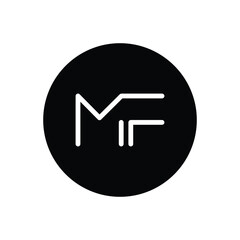 Black solid icon for mf letter 