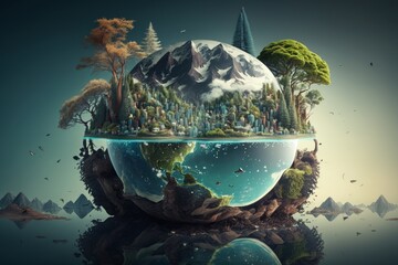 landscape World environment and earth day concept, Generative ai