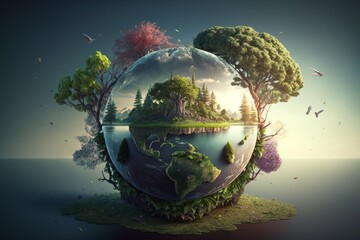 landscape World environment and earth day concept, Generative ai