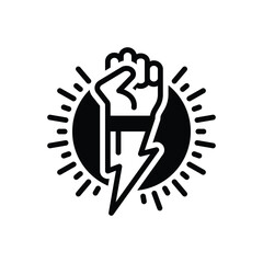 Black solid icon for power 