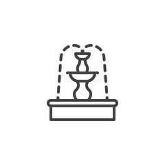 Fountain with water line icon